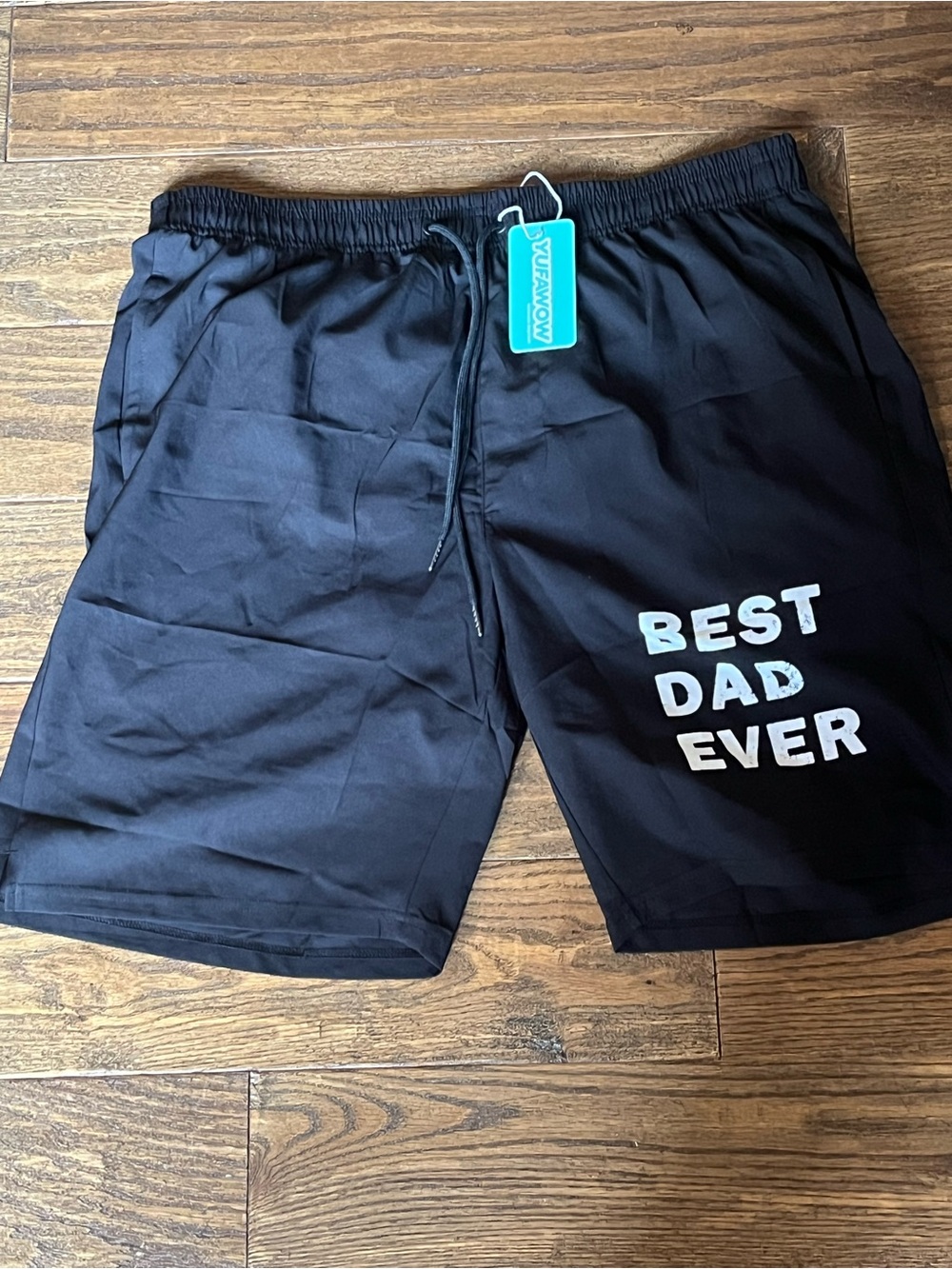 NWT Best Dad Ever Black Graphic Swim/Active Shorts